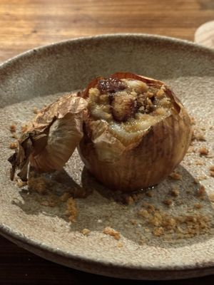 Baked stuffed onion. Wow!  at natuRe waikiki in Honolulu