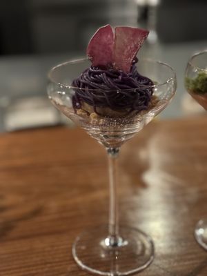 Ube strings topping Cashew ice cream. Again! The flavors! Textures! Temperatures! 💜  at natuRe waikiki in Honolulu