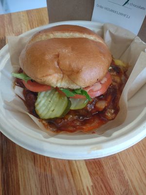Jackfruit sandwich at Trap Vegan in Detroit