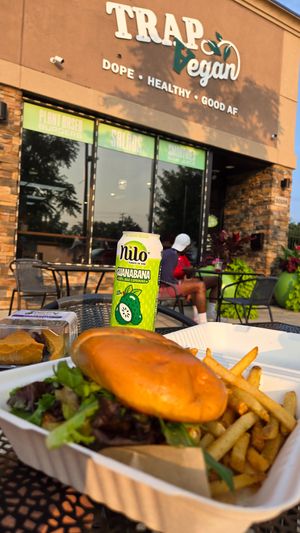 Outdoor seating at Trap Vegan in Detroit