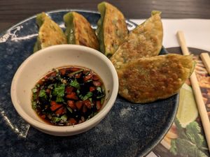 Vegetable gyozas at Wagamama in Bolton