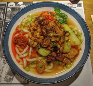 Teriyaki vegan 'chicken’ ramen (8/10) at Wagamama in Bolton