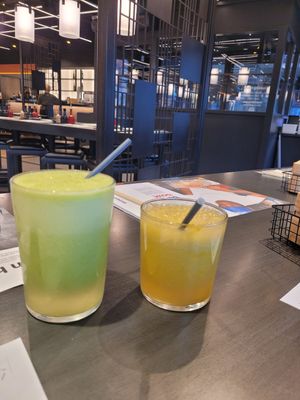 Posititive Juice Large and Tropical Juice Small at Wagamama in Swansea