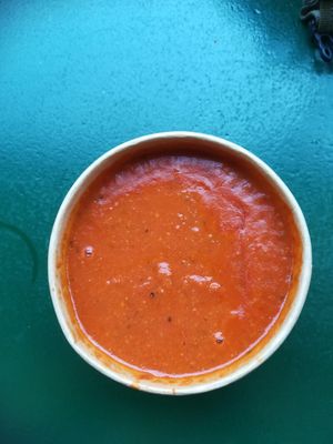 Tomato soup at Vegan Garden Budapest in Budapest