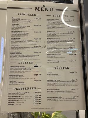 Menu 2  at Vegan Garden Budapest in Budapest