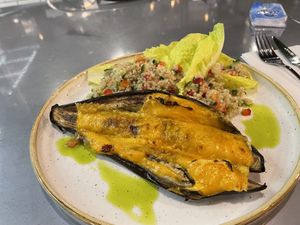 Stuffed eggplant (no protein in meal)  at Vegan Garden Budapest in Budapest