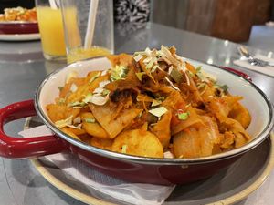 Brasov style chicken is really good  at Vegan Garden Budapest in Budapest