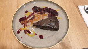 Chocolate cake at Vegan Garden Budapest in Budapest