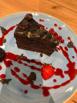 Chocolate cake  at Vegan Garden Budapest in Budapest