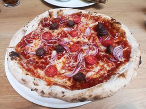 Bbq pizza at Vegan Garden Budapest in Budapest