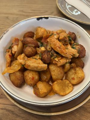 Vegan chicken and potatoes   at Vegan Garden Budapest in Budapest