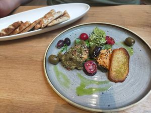 Aubergine dip and guacamole at Vegan Garden Budapest in Budapest