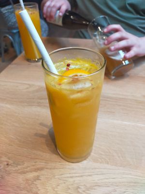 Very tasty fresh orange lemonade at Vegan Garden Budapest in Budapest