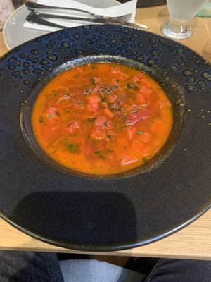 Ukrainian beet soup  at Vegan Garden Budapest in Budapest