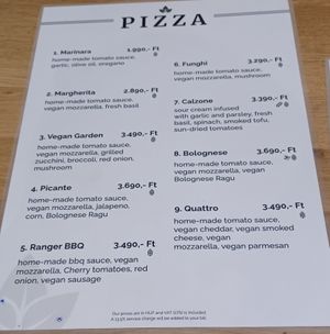 Vegan pizza at Vegan Garden Budapest in Budapest