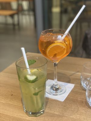Elderflower and Mint Lemonade, Aperol Spritz  at Vegan Garden Budapest in Budapest