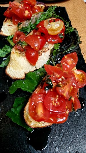 Tomato bruschette at Vegan Garden Budapest in Budapest