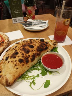 Calzone, erg lekker at Vegan Garden Budapest in Budapest