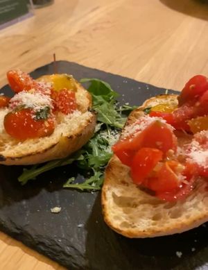 Bruschetta with vegan parmesan   at Vegan Garden Budapest in Budapest