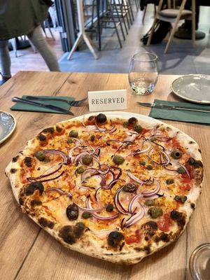 Onion pizza  at Vegan Garden Budapest in Budapest