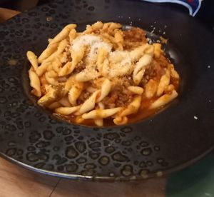 Strozzapreti pasta with vegan Bolognese ragout.

 at Vegan Garden Budapest in Budapest