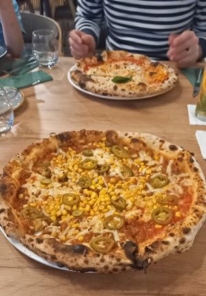 Picante
Pizza , with vegan mozzarella, jalapeno peppers, sweet corn, and vegan Bolognese. 
I'm definitely coming back for this one again! at Vegan Garden Budapest in Budapest