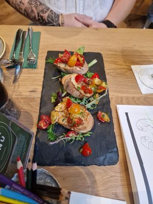 Tomato bruschette at Vegan Garden Budapest in Budapest