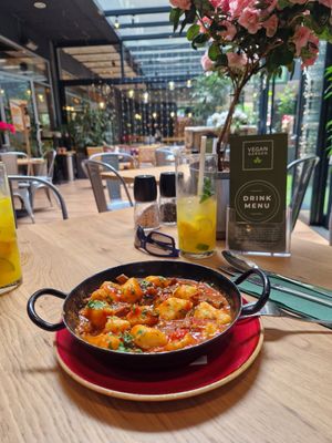 Home-made gnocchi alla Boscaiola at Vegan Garden Budapest in Budapest