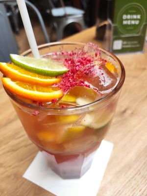 Strawberry and basil lemonade at Vegan Garden Budapest in Budapest