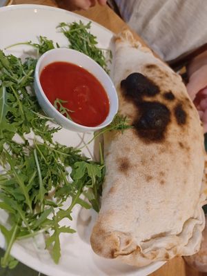 Calzone at Vegan Garden Budapest in Budapest