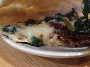 Calzone interior at Vegan Garden Budapest in Budapest