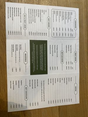 the drink menu (it's not on the website)  at Vegan Garden Budapest in Budapest