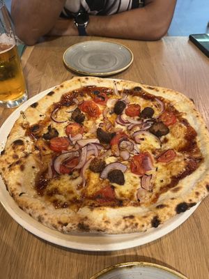 Ranger BBQ pizza, sweet and sour  at Vegan Garden Budapest in Budapest