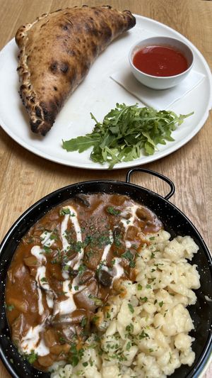 Calzone & traditional Dumplings   at Vegan Garden Budapest in Budapest