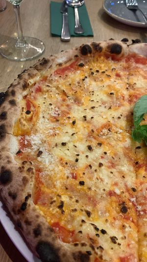 Four cheese pizza   at Vegan Garden Budapest in Budapest