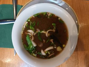 Miso soup at Vegan Garden Budapest in Budapest