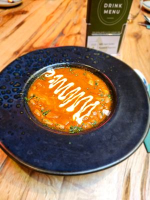 Tradicionális Magyaros babgulyás / Traditional Hungarian bean goulash at Vegan Garden Budapest in Budapest