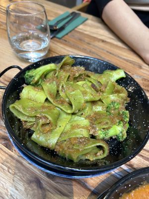 Green noodles  at Vegan Garden Budapest in Budapest