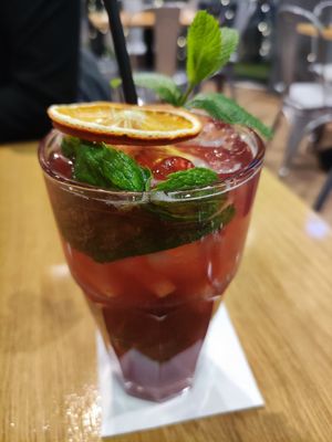 Cherry lemonade at Vegan Garden Budapest in Budapest