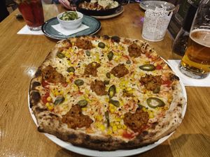 Pizza picante at Vegan Garden Budapest in Budapest