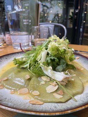 Spinach ravioli  at Vegan Garden Budapest in Budapest