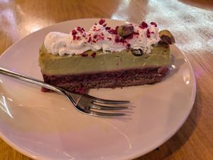 Pistachio mousse at Vegan Garden Budapest in Budapest