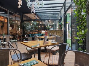 the atmosphere is cozy and the music is nice at Vegan Garden Budapest in Budapest