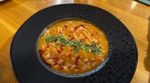 Traditional Hungarian Bean Soupp  at Vegan Garden Budapest in Budapest