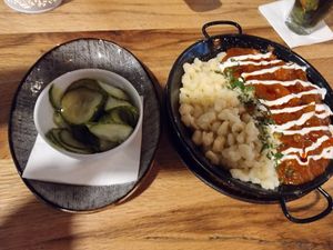 Mushroom stew with galuska at Vegan Garden Budapest in Budapest