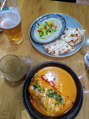 Eggplant cream and hungarian "pancake" at Vegan Garden Budapest in Budapest