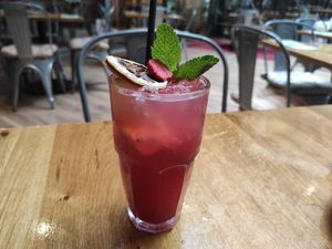 Rasparry lemonade at Vegan Garden Budapest in Budapest