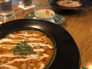 Bean goulash + pickles  at Vegan Garden Budapest in Budapest