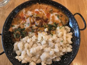 Mushrooms paprika and Hungarian gnocchi at Vegan Garden Budapest in Budapest