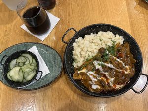 Mushroom paprikash with dumplings   at Vegan Garden Budapest in Budapest
